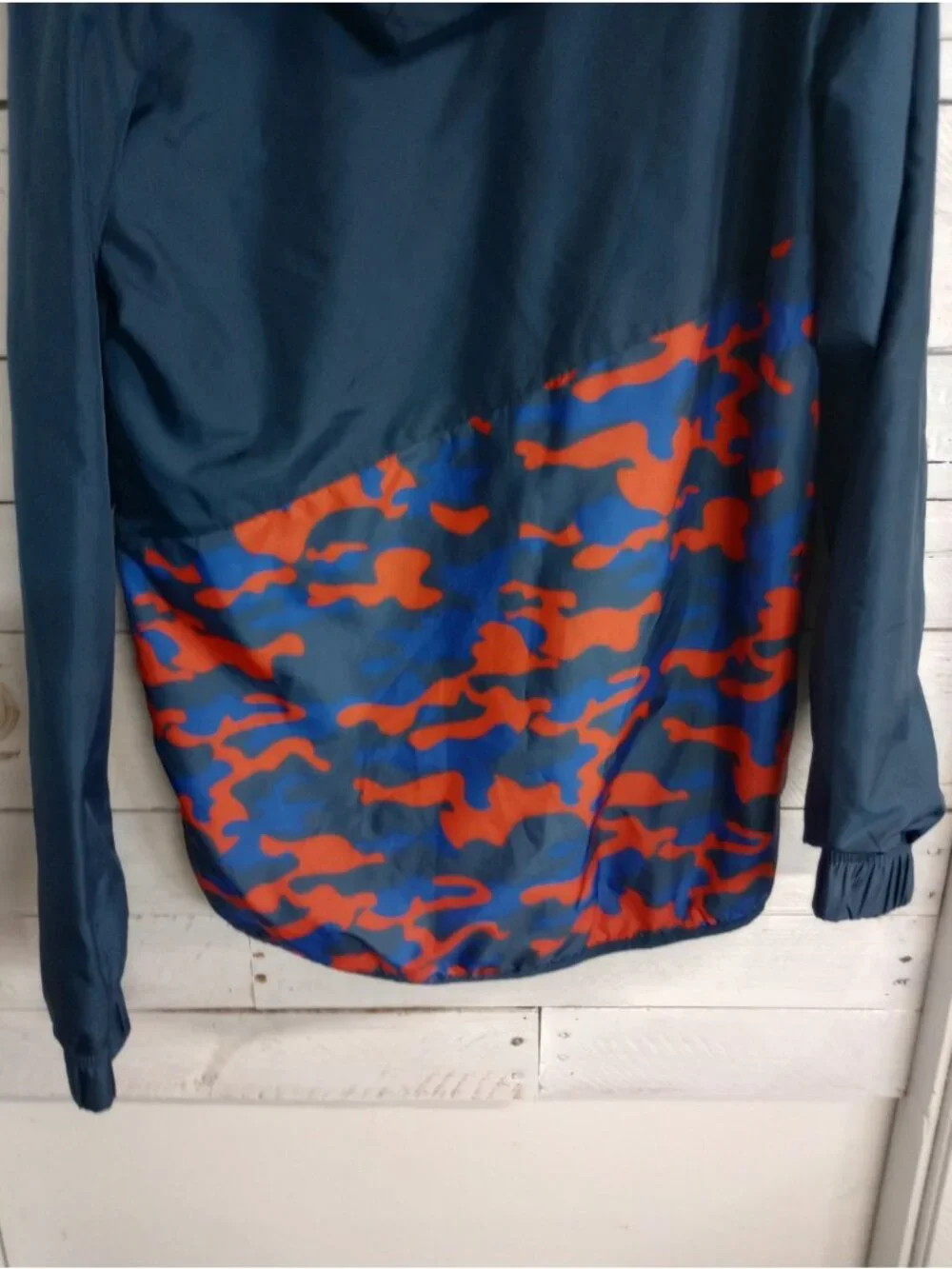 Russell Windbreaker Mens Jacket Small Blue Camouflage Full Zip Up Lightweight